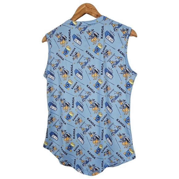 Proud 90 Sleeveless Zip Neck Kanga Beer Novelty Print Polo Blue Size Large Golf - Picture 4 of 10